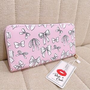NEW Pink Bow‎ Long Zip Around Wallet Coquette Feminine Balletcore